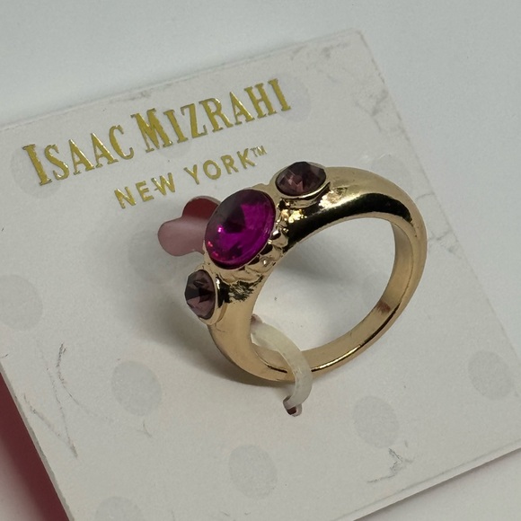 Isaac Mizrahi Crystals in Pink Statement Band Ring SZ 9 - Picture 5 of 6